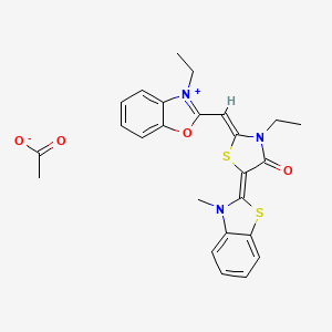 Benzoxazolium, 3-ethyl-2-((3-ethyl-5-(3-methyl-2(3H)-benzothiazolylidene)-4-oxo-2-thiazolidinylidene)methyl)-, acetate, hydrate (1:1:2)
