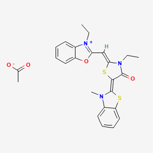 molecular formula C25H29N3O6S2 B585403 (2Z,5E)-3-ethyl-2-[(3-ethyl-1,3-benzoxazol-3-ium-2-yl)methylidene]-5-(3-methyl-1,3-benzothiazol-2-ylidene)-1,3-thiazolidin-4-one;acetate CAS No. 142307-40-2