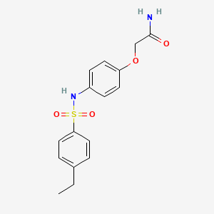 molecular formula C16H18N2O4S B5854103 2-(4-{[(4-ethylphenyl)sulfonyl]amino}phenoxy)acetamide 