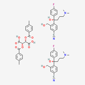 molecular formula C60H64F2N4O12 B585411 Citadiol hemi-bis-4-toluoyl-D-tartrate, (S)- CAS No. 128173-53-5