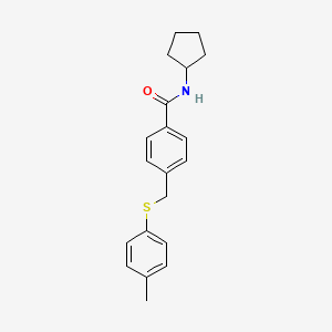 molecular formula C20H23NOS B5854387 N-cyclopentyl-4-{[(4-methylphenyl)thio]methyl}benzamide 