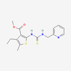 molecular formula C16H19N3O2S2 B5854483 methyl 4-ethyl-5-methyl-2-({[(2-pyridinylmethyl)amino]carbonothioyl}amino)-3-thiophenecarboxylate 