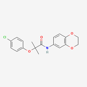 molecular formula C18H18ClNO4 B5854489 2-(4-chlorophenoxy)-N-(2,3-dihydro-1,4-benzodioxin-6-yl)-2-methylpropanamide 