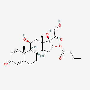 molecular formula C25H34O7 B585480 [(8S,9S,10R,11S,13S,14S,16R,17S)-11,17-dihydroxy-17-(2-hydroxyacetyl)-10,13-dimethyl-3-oxo-7,8,9,11,12,14,15,16-octahydro-6H-cyclopenta[a]phenanthren-16-yl] butanoate CAS No. 113930-13-5