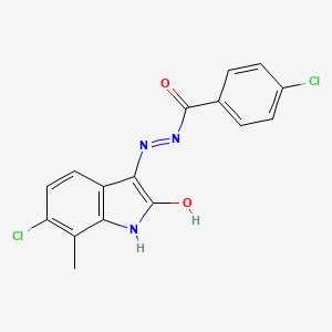 molecular formula C16H11Cl2N3O2 B5854803 4-chloro-N'-(6-chloro-7-methyl-2-oxo-1,2-dihydro-3H-indol-3-ylidene)benzohydrazide 