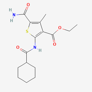 molecular formula C16H22N2O4S B5854989 ethyl 5-(aminocarbonyl)-2-[(cyclohexylcarbonyl)amino]-4-methyl-3-thiophenecarboxylate 