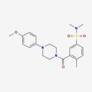 molecular formula C21H27N3O4S B5855008 3-{[4-(4-methoxyphenyl)-1-piperazinyl]carbonyl}-N,N,4-trimethylbenzenesulfonamide 
