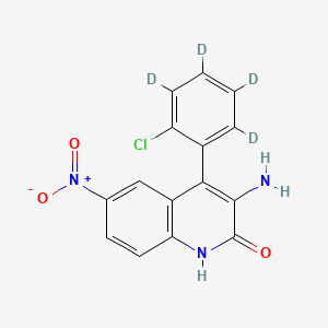 molecular formula C15H10ClN3O3 B585512 3-氨基-4-(2-氯苯基)-6-硝基-2(1H)-喹啉酮-d4(氯硝西泮杂质) CAS No. 1346604-43-0