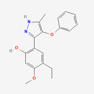 molecular formula C19H20N2O3 B5855131 4-ethyl-5-methoxy-2-(5-methyl-4-phenoxy-1H-pyrazol-3-yl)phenol 