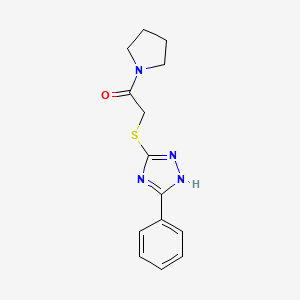 molecular formula C14H16N4OS B5855248 3-{[2-oxo-2-(1-pyrrolidinyl)ethyl]thio}-5-phenyl-4H-1,2,4-triazole 
