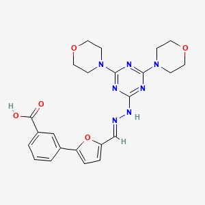 molecular formula C23H25N7O5 B5855255 3-{5-[2-(4,6-di-4-morpholinyl-1,3,5-triazin-2-yl)carbonohydrazonoyl]-2-furyl}benzoic acid 
