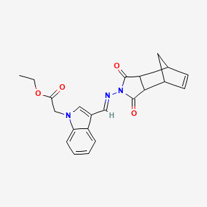 molecular formula C22H21N3O4 B5855258 ethyl (3-{[(3,5-dioxo-4-azatricyclo[5.2.1.0~2,6~]dec-8-en-4-yl)imino]methyl}-1H-indol-1-yl)acetate 