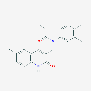 molecular formula C22H24N2O2 B5855320 N-(3,4-dimethylphenyl)-N-[(2-hydroxy-6-methyl-3-quinolinyl)methyl]propanamide 