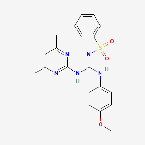 molecular formula C20H21N5O3S B5855645 N-{[(4,6-dimethyl-2-pyrimidinyl)amino][(4-methoxyphenyl)amino]methylene}benzenesulfonamide 