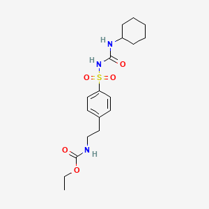 molecular formula C18H27N3O5S B585572 Ethyl (2-(4-((cyclohexylcarbamoyl)sulfamoyl)phenyl)ethyl)carbamate CAS No. 13554-93-3