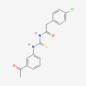 molecular formula C17H15ClN2O2S B5855752 N-{[(3-acetylphenyl)amino]carbonothioyl}-2-(4-chlorophenyl)acetamide 