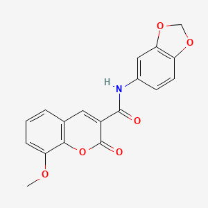 molecular formula C18H13NO6 B5855980 N-1,3-benzodioxol-5-yl-8-methoxy-2-oxo-2H-chromene-3-carboxamide 