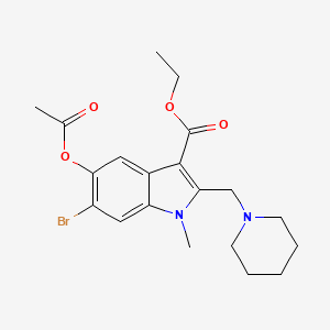 ethyl 5-(acetyloxy)-6-bromo-1-methyl-2-(piperidin-1-ylmethyl)-1H-indole-3-carboxylate