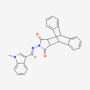 molecular formula C28H21N3O2 B5856175 17-{[(1-methyl-1H-indol-3-yl)methylene]amino}-17-azapentacyclo[6.6.5.0~2,7~.0~9,14~.0~15,19~]nonadeca-2,4,6,9,11,13-hexaene-16,18-dione 