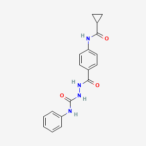 molecular formula C18H18N4O3 B5856473 2-{4-[(cyclopropylcarbonyl)amino]benzoyl}-N-phenylhydrazinecarboxamide 