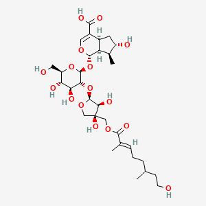 2'-O-(5''-O-(8-Hydroxy-2,6-dimethyl-2-octenoyl)-beta-D-apiofuranosyl)mussaenosidic acid