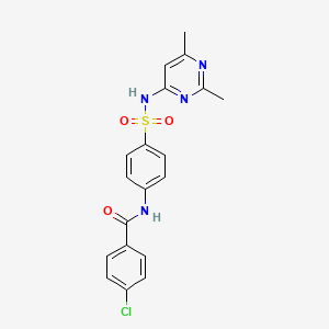 molecular formula C19H17ClN4O3S B5856495 4-chloro-N-(4-{[(2,6-dimethyl-4-pyrimidinyl)amino]sulfonyl}phenyl)benzamide 