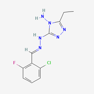 molecular formula C11H12ClFN6 B5856508 2-chloro-6-fluorobenzaldehyde (4-amino-5-ethyl-4H-1,2,4-triazol-3-yl)hydrazone 
