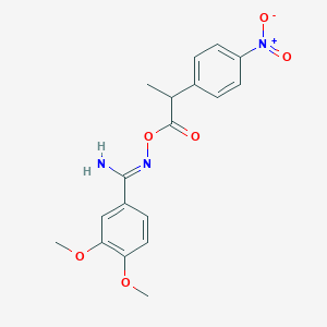 molecular formula C18H19N3O6 B5856706 3,4-dimethoxy-N'-{[2-(4-nitrophenyl)propanoyl]oxy}benzenecarboximidamide 