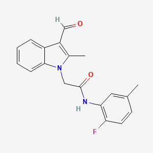 N-(2-fluoro-5-methylphenyl)-2-(3-formyl-2-methyl-1H-indol-1-yl)acetamide