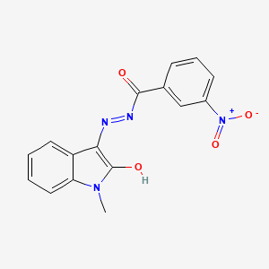molecular formula C16H12N4O4 B5856782 N'-(1-methyl-2-oxo-1,2-dihydro-3H-indol-3-ylidene)-3-nitrobenzohydrazide 