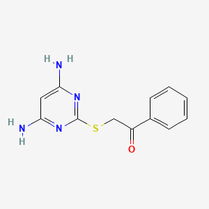 molecular formula C12H12N4OS B5857018 2-[(4,6-diamino-2-pyrimidinyl)thio]-1-phenylethanone 