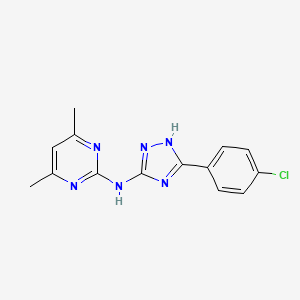molecular formula C14H13ClN6 B5857023 N-[5-(4-chlorophenyl)-1H-1,2,4-triazol-3-yl]-4,6-dimethyl-2-pyrimidinamine 
