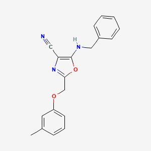 molecular formula C19H17N3O2 B5857352 5-(benzylamino)-2-[(3-methylphenoxy)methyl]-1,3-oxazole-4-carbonitrile 
