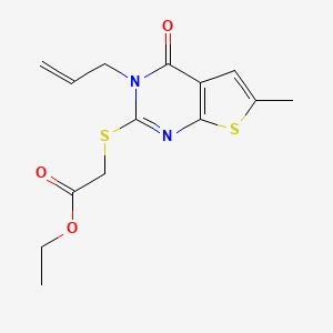 molecular formula C14H16N2O3S2 B5857359 ethyl [(3-allyl-6-methyl-4-oxo-3,4-dihydrothieno[2,3-d]pyrimidin-2-yl)thio]acetate 