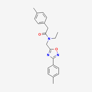 molecular formula C21H23N3O2 B5857472 N-ethyl-2-(4-methylphenyl)-N-{[3-(4-methylphenyl)-1,2,4-oxadiazol-5-yl]methyl}acetamide 