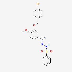 molecular formula C21H19BrN2O4S B5857480 N'-{3-[(4-bromobenzyl)oxy]-4-methoxybenzylidene}benzenesulfonohydrazide 