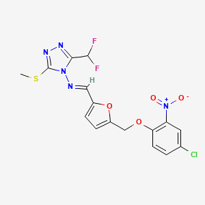 molecular formula C16H12ClF2N5O4S B5857555 N-({5-[(4-chloro-2-nitrophenoxy)methyl]-2-furyl}methylene)-3-(difluoromethyl)-5-(methylthio)-4H-1,2,4-triazol-4-amine 