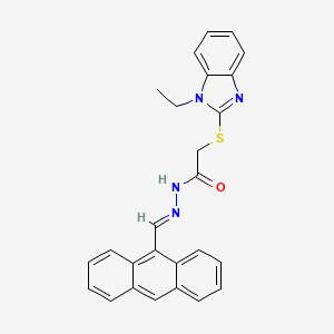 molecular formula C26H22N4OS B5857577 N'-(9-anthrylmethylene)-2-[(1-ethyl-1H-benzimidazol-2-yl)thio]acetohydrazide 