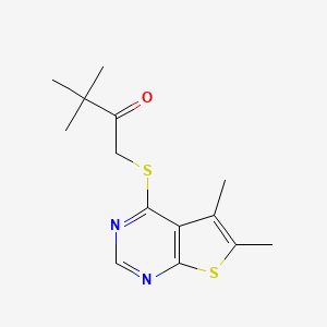 molecular formula C14H18N2OS2 B5857794 1-[(5,6-dimethylthieno[2,3-d]pyrimidin-4-yl)thio]-3,3-dimethyl-2-butanone 