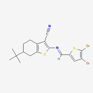 6-TERT-BUTYL-2-[(E)-[(4,5-DIBROMOTHIOPHEN-2-YL)METHYLIDENE]AMINO]-4,5,6,7-TETRAHYDRO-1-BENZOTHIOPHENE-3-CARBONITRILE