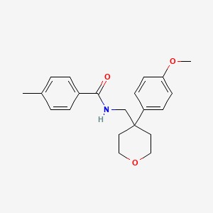 molecular formula C21H25NO3 B5857812 N-{[4-(4-methoxyphenyl)tetrahydro-2H-pyran-4-yl]methyl}-4-methylbenzamide 