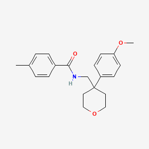 N-((4-(4-methoxyphenyl)tetrahydro-2H-pyran-4-yl)methyl)-4-methylbenzamide