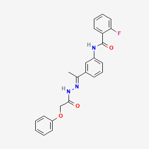molecular formula C23H20FN3O3 B5857815 2-fluoro-N-{3-[N-(phenoxyacetyl)ethanehydrazonoyl]phenyl}benzamide 