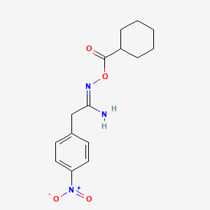 molecular formula C15H19N3O4 B5857910 N'-[(cyclohexylcarbonyl)oxy]-2-(4-nitrophenyl)ethanimidamide 
