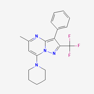 5-methyl-3-phenyl-7-(1-piperidinyl)-2-(trifluoromethyl)pyrazolo[1,5-a]pyrimidine