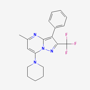 1-[5-METHYL-3-PHENYL-2-(TRIFLUOROMETHYL)PYRAZOLO[1,5-A]PYRIMIDIN-7-YL]PIPERIDINE