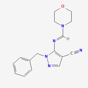 molecular formula C16H17N5O B5858332 1-benzyl-5-[(4-morpholinylmethylene)amino]-1H-pyrazole-4-carbonitrile 