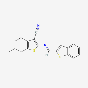 molecular formula C19H16N2S2 B5858457 2-[(1-benzothien-2-ylmethylene)amino]-6-methyl-4,5,6,7-tetrahydro-1-benzothiophene-3-carbonitrile 
