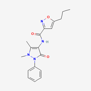 molecular formula C18H20N4O3 B5858531 N-(1,5-dimethyl-3-oxo-2-phenyl-2,3-dihydro-1H-pyrazol-4-yl)-5-propyl-3-isoxazolecarboxamide 