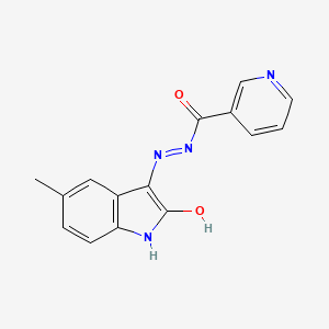 N-[(2-hydroxy-5-methyl-1H-indol-3-yl)imino]pyridine-3-carboxamide